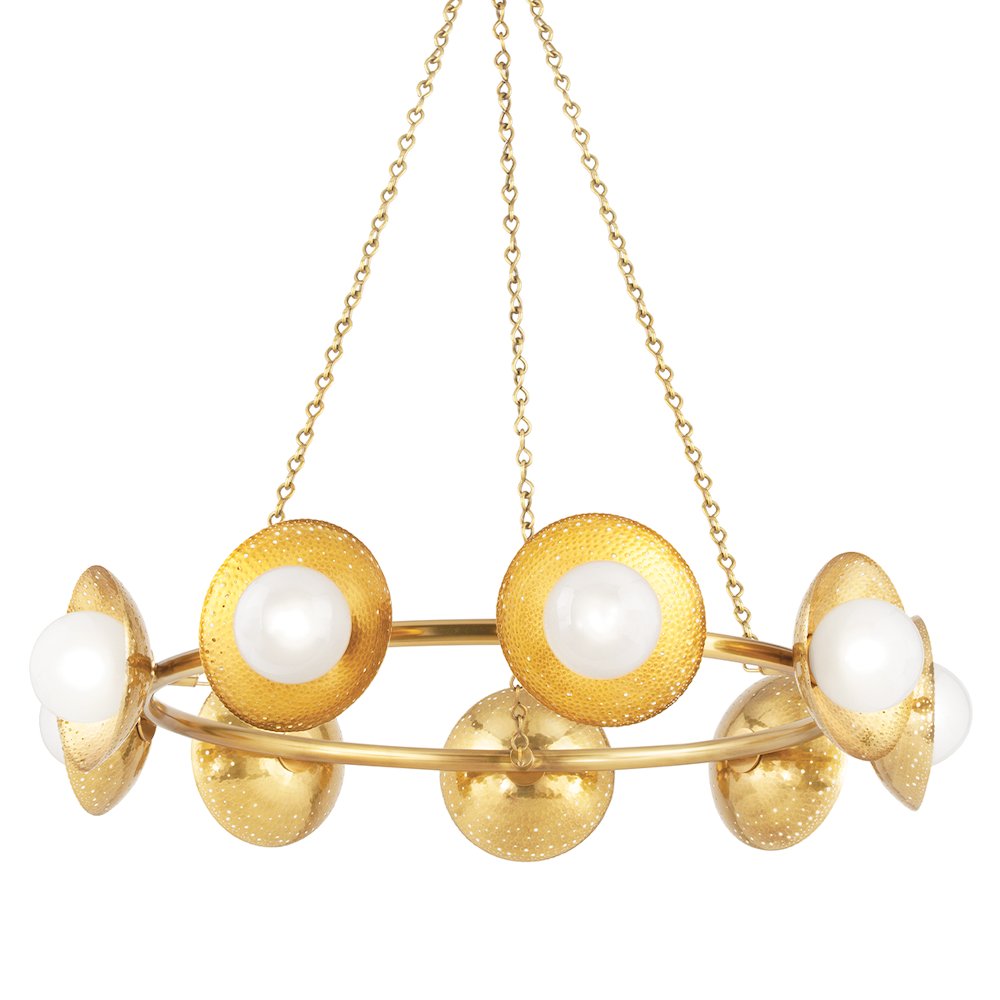Glimmer Chandelier, Aged Brass. Picture 1