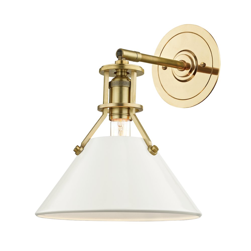 Painted No.2 Wall Sconce, Aged Brass. Picture 1