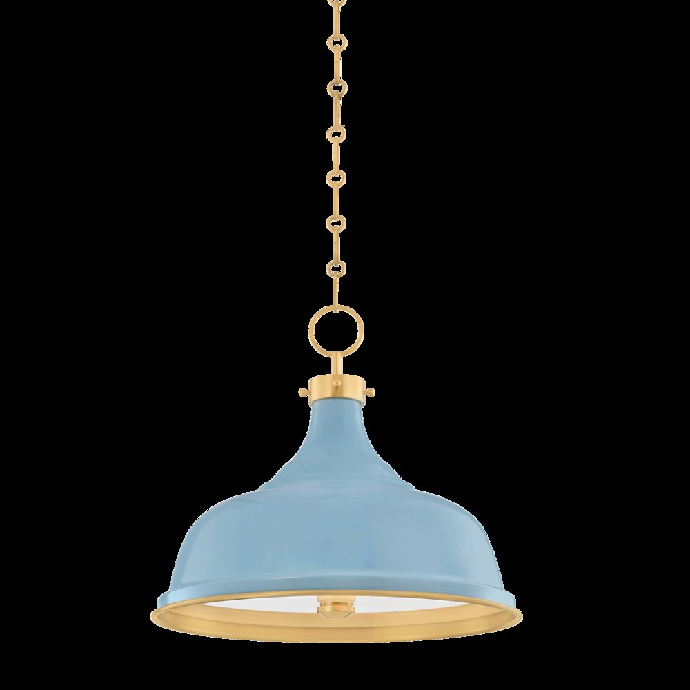 Painted No. 1 Pendant, Aged Brass. Picture 1