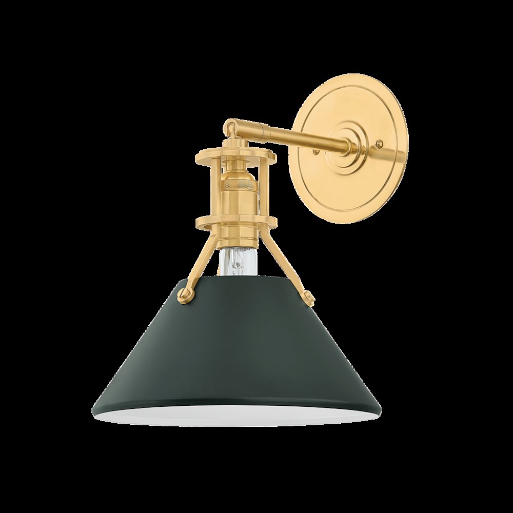Painted No. 2 Wall Sconce, Aged Brass. Picture 1
