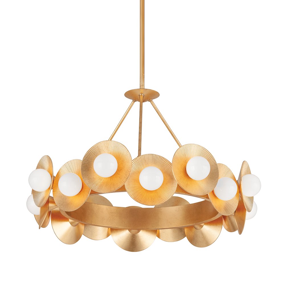 Emerald Chandelier, Vintage Gold Leaf. Picture 1