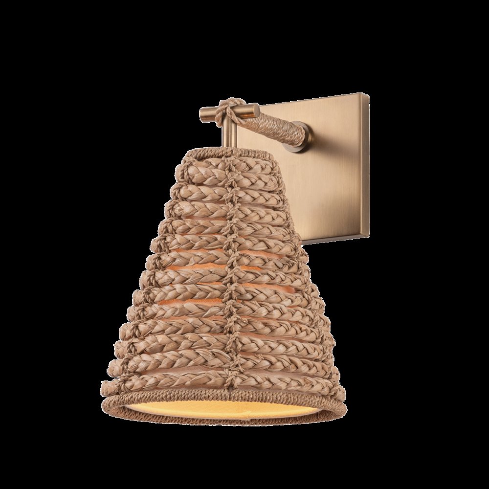 Redwood Wall Sconce, Patina Brass. Picture 1