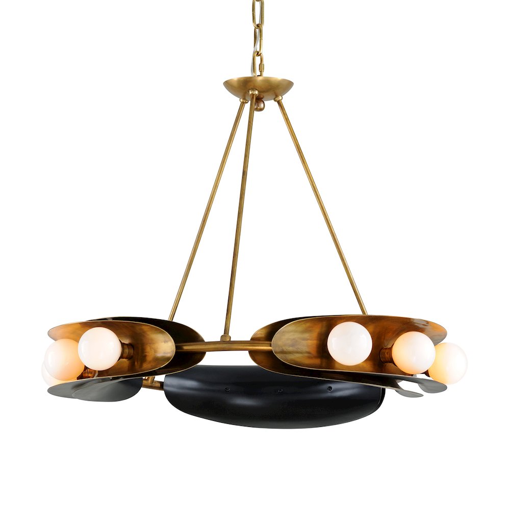 Hopper Chandelier, Vintage Brass. Picture 1