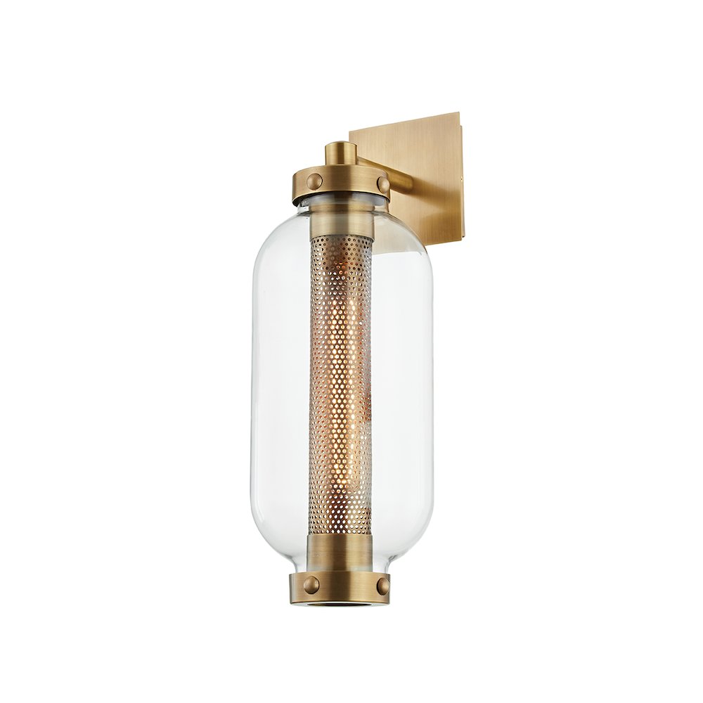 Atwater Exterior Wall Sconce, Patina Brass. Picture 1