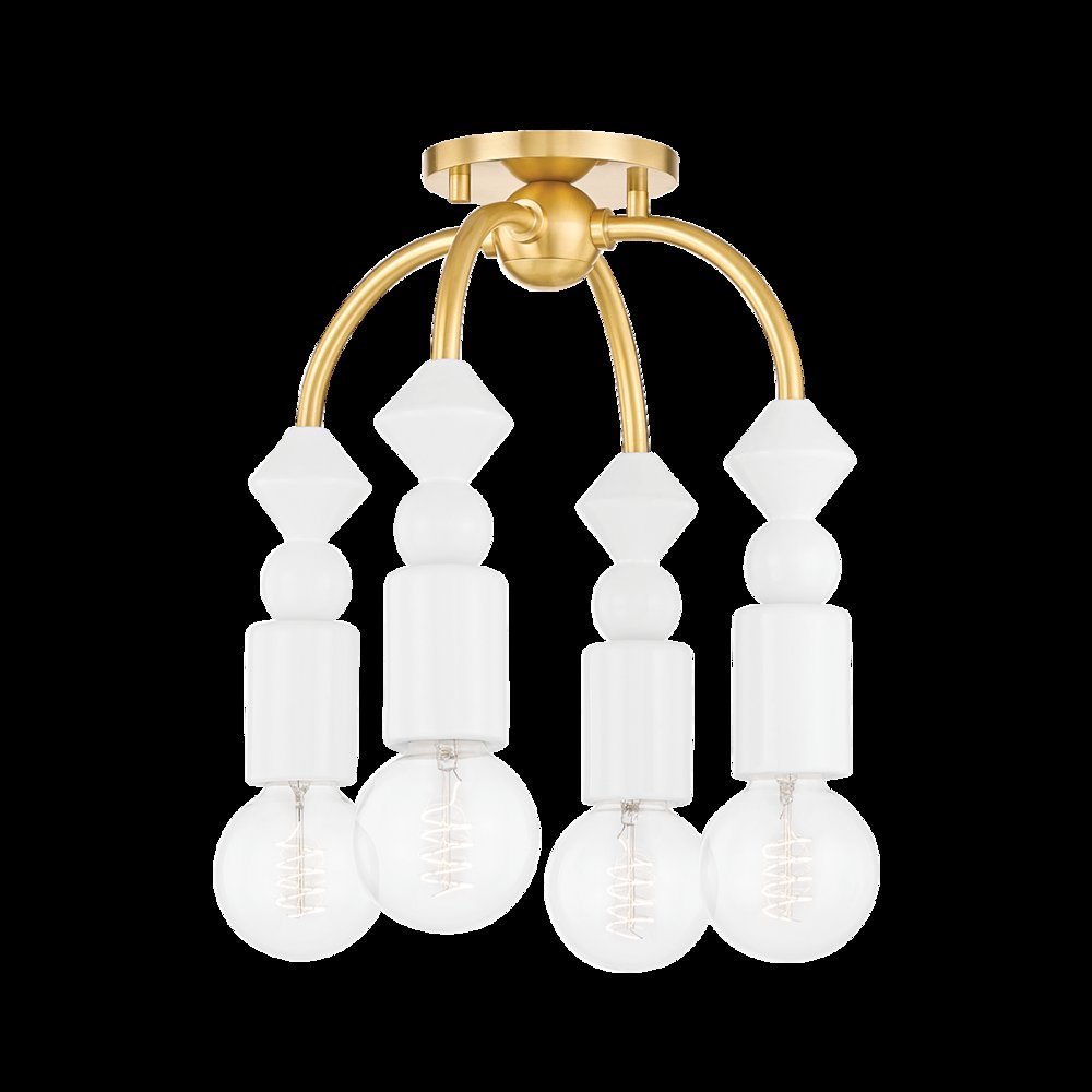 Flora Semi Flush, Aged Brass. Picture 1