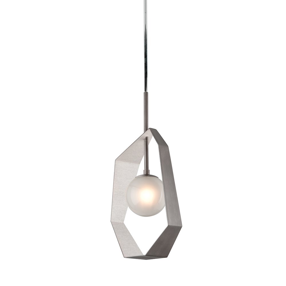 Origami Pendant, Graphite With Silver Leaf. Picture 1