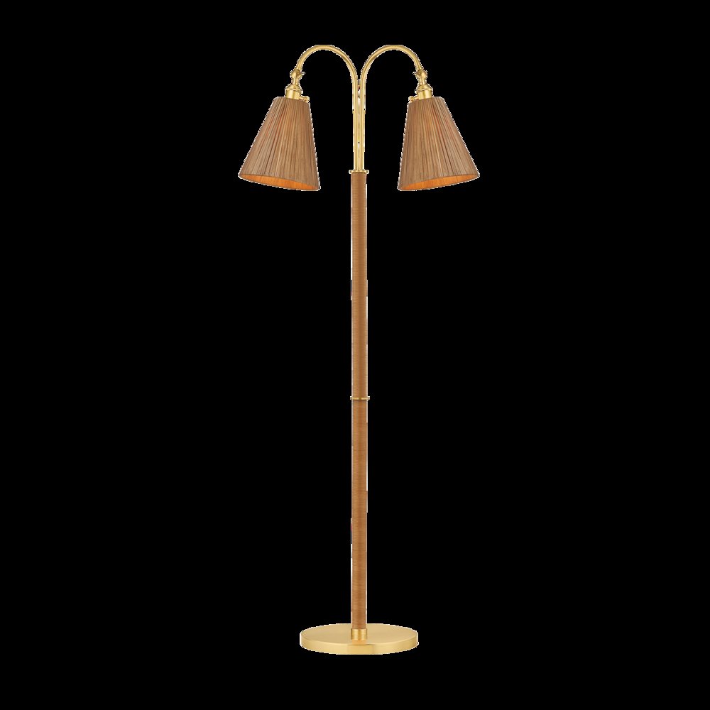 Ruthin Floor Lamp, Aged Brass. Picture 1