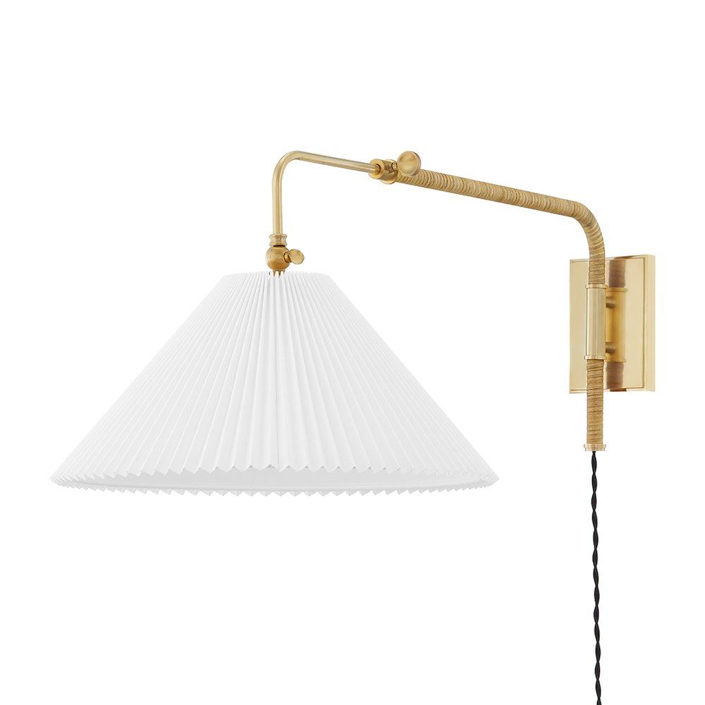 Dorset Plug-In Sconce, Aged Brass. Picture 1