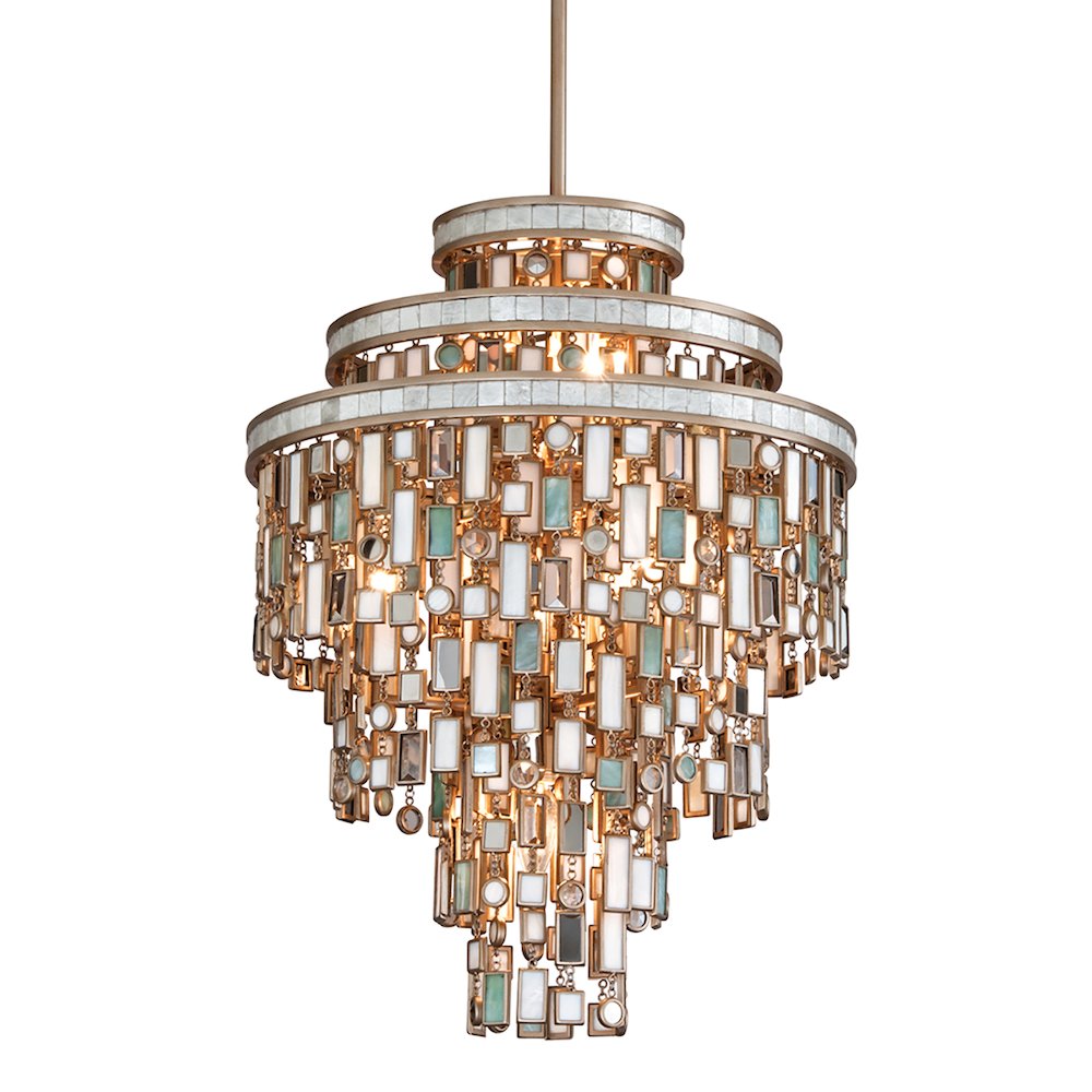 Dolcetti Chandelier, Champagne Leaf. Picture 1