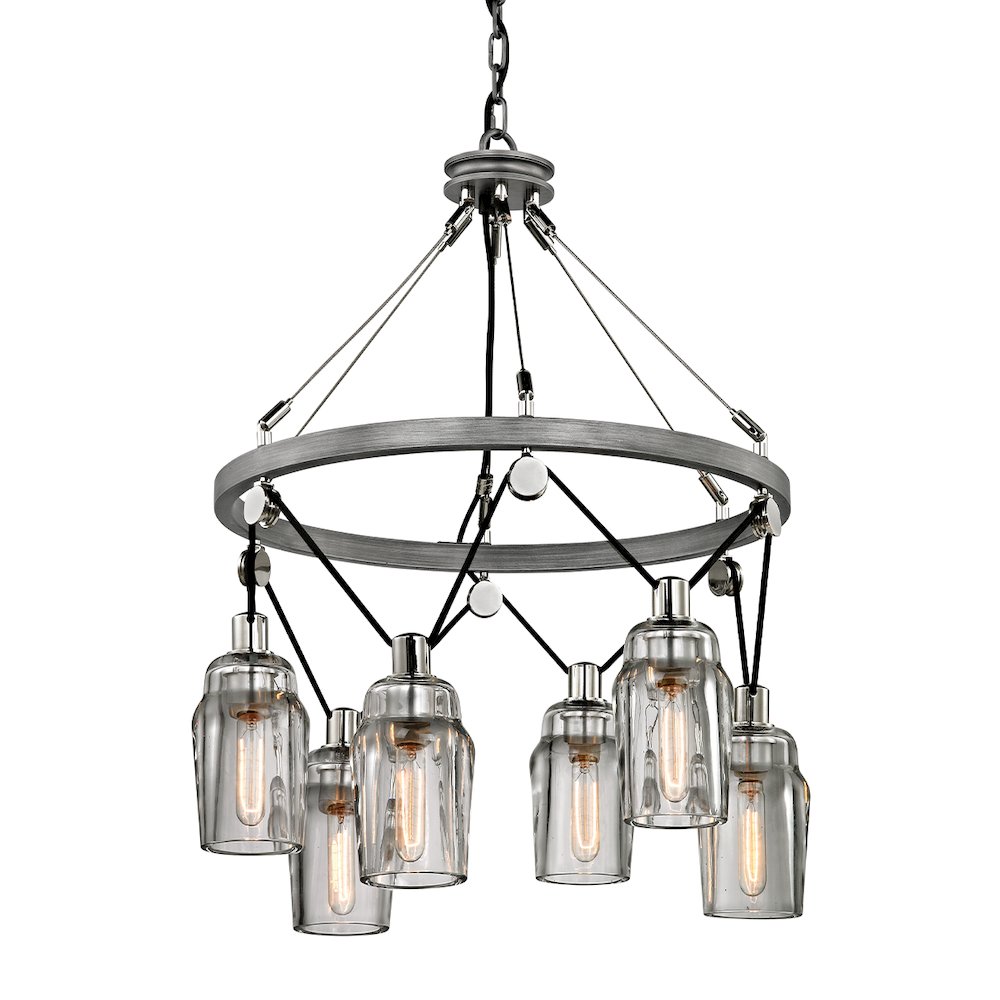 Citizen Chandelier, Graphite And Polished Nickel. Picture 1
