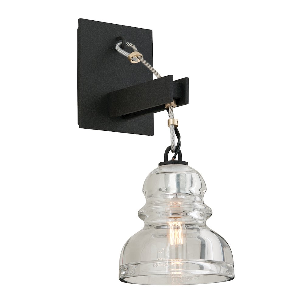 Menlo Park Wall Sconce, Textured Iron. Picture 1