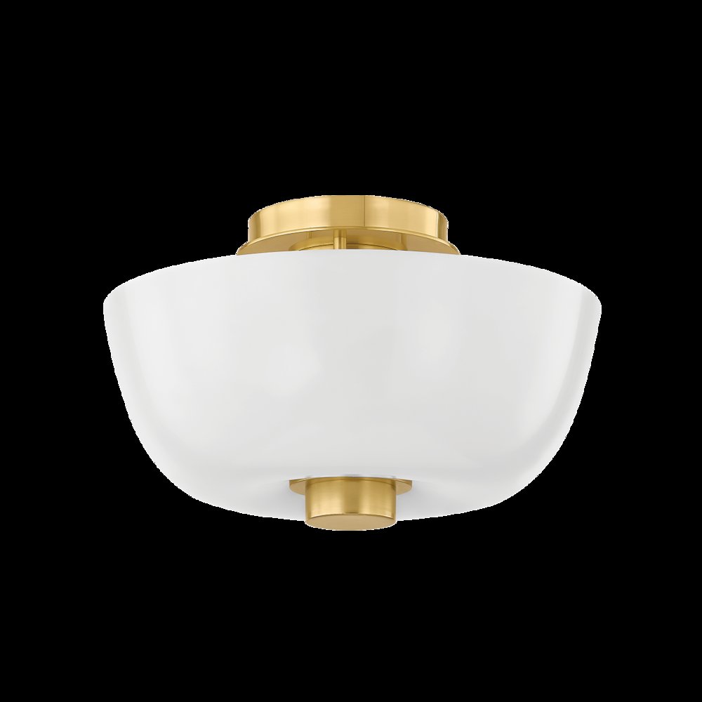 Dove Flush Mount, Aged Brass. Picture 1