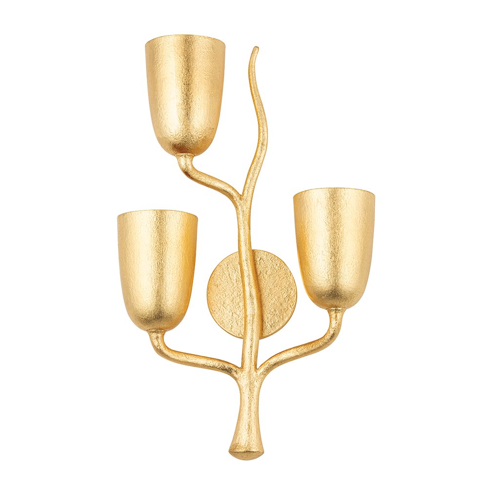 Vine Wall Sconce, Gold Leaf. Picture 1