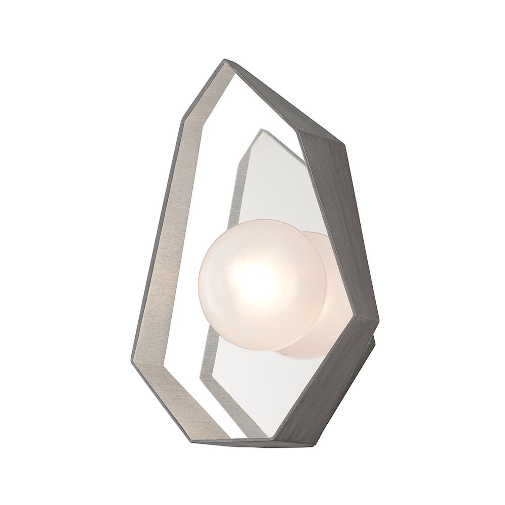 Origami Wall Sconce, Graphite With Silver Leaf. Picture 1