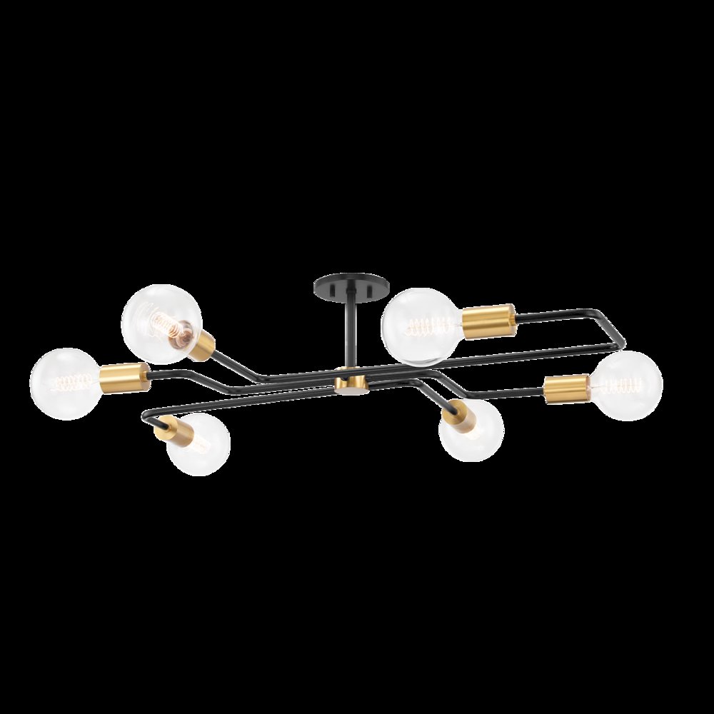 Jena Semi Flush, Aged Brass. Picture 1