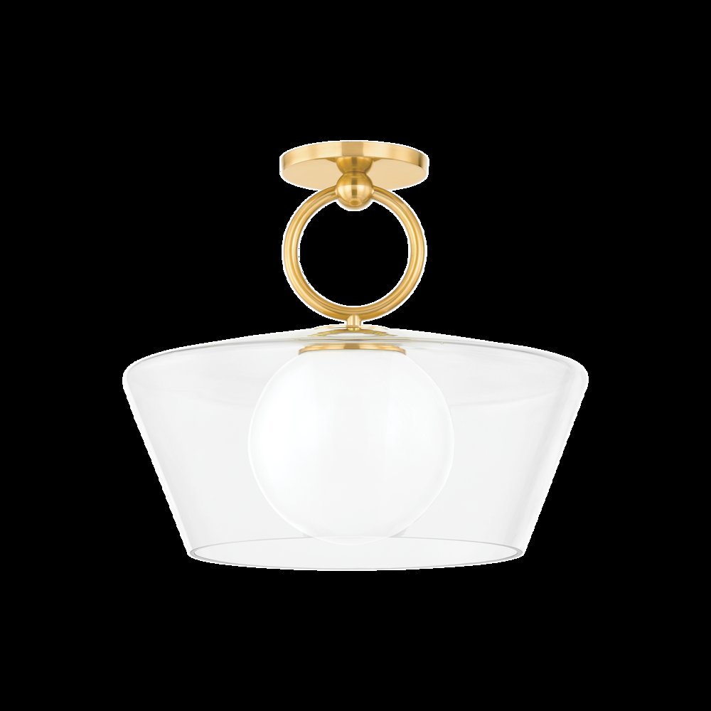 Elmsford Semi Flush, Aged Brass. Picture 1