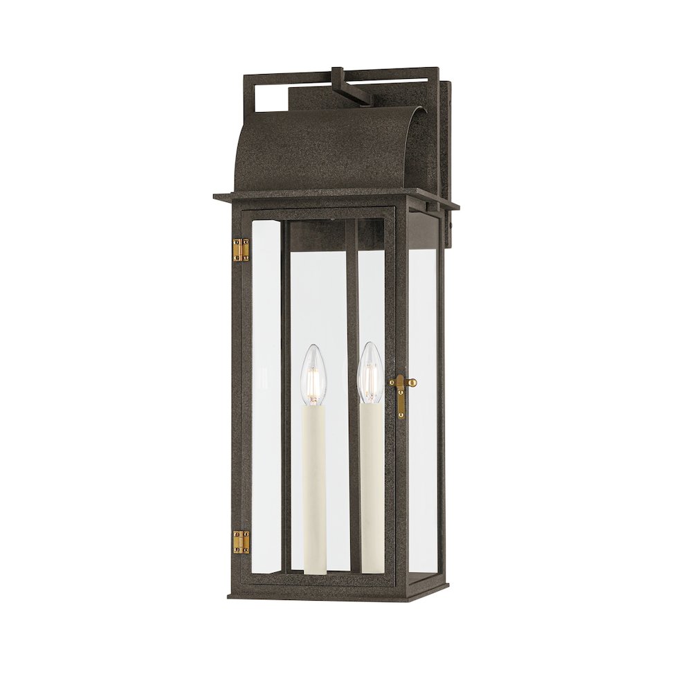 Bohen Exterior Wall Sconce In French Iron/Patina Brass Color. Picture 1