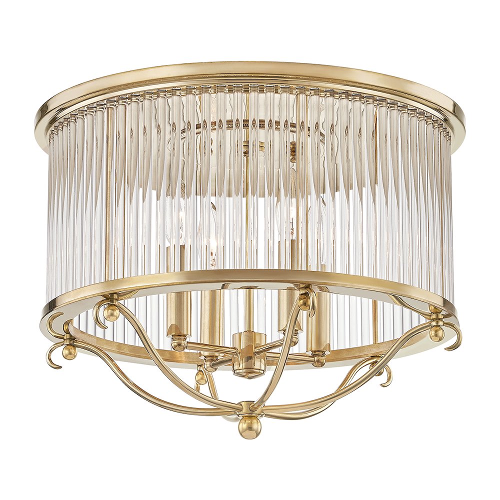 Glass No.1 Semi Flush, Aged Brass. Picture 1