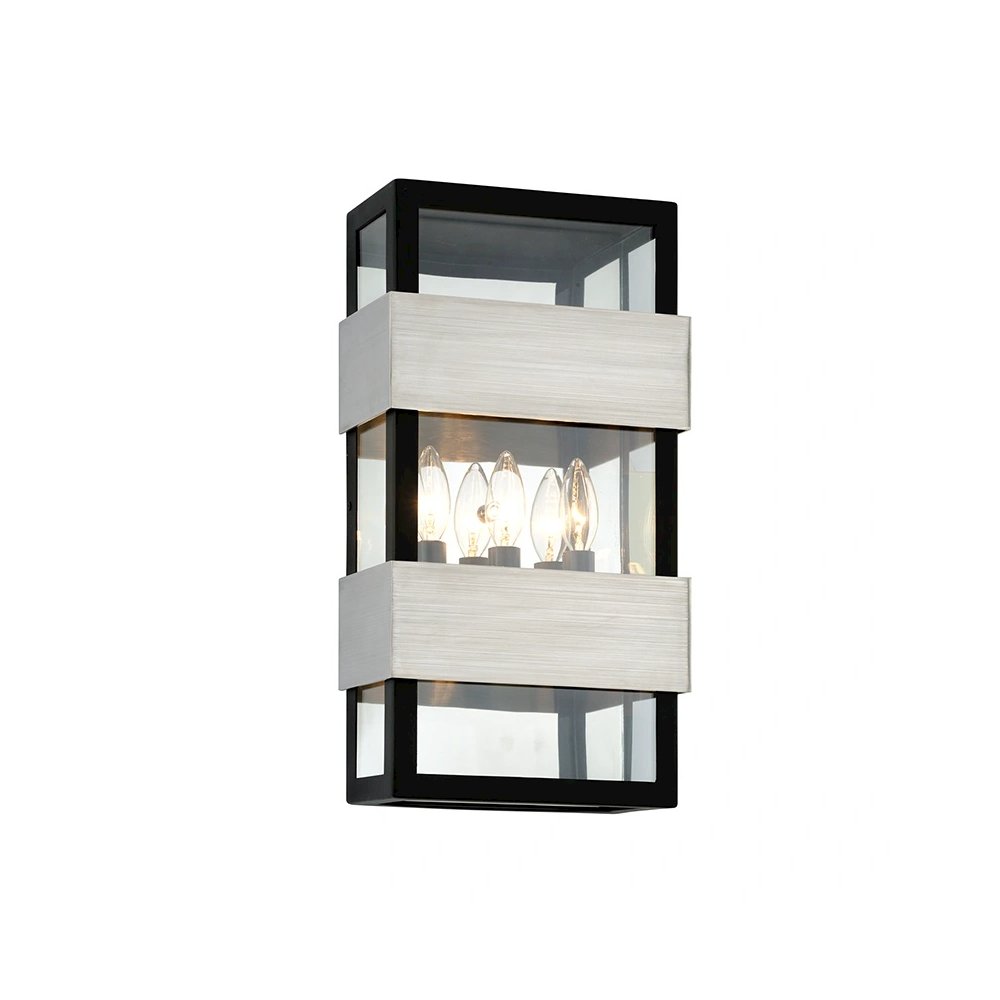 Dana Point Wall Sconce In Black With Brushed Stainless Color. Picture 1