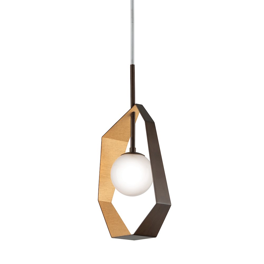 Origami Pendant, Bronze With Gold Leaf. Picture 1