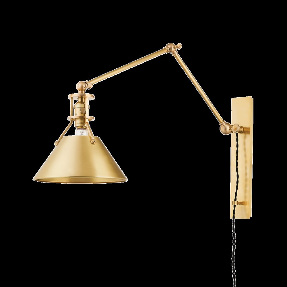 Metal No. 2 Plug-In Sconce, Aged Brass. Picture 1