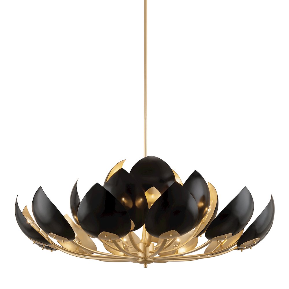 Lotus Chandelier, Gold Leaf. Picture 1