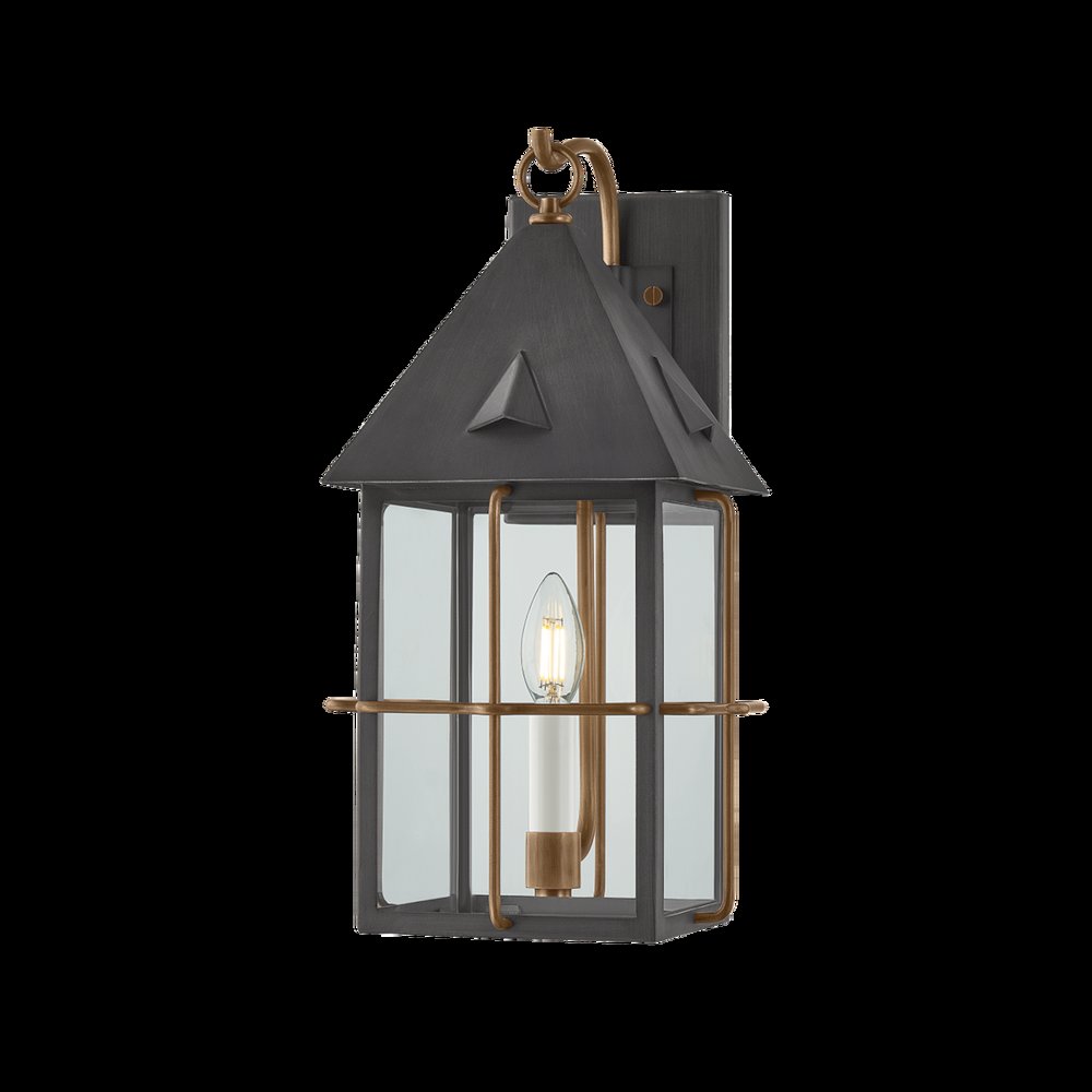 Toby Exterior Wall Sconce, Patina Brass. Picture 1