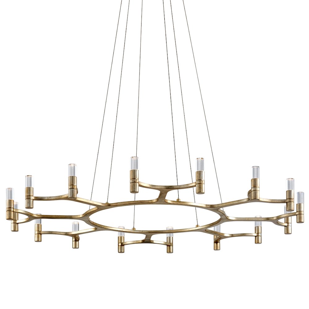 Nexus Chandelier, Warm Silver Leaf. Picture 1
