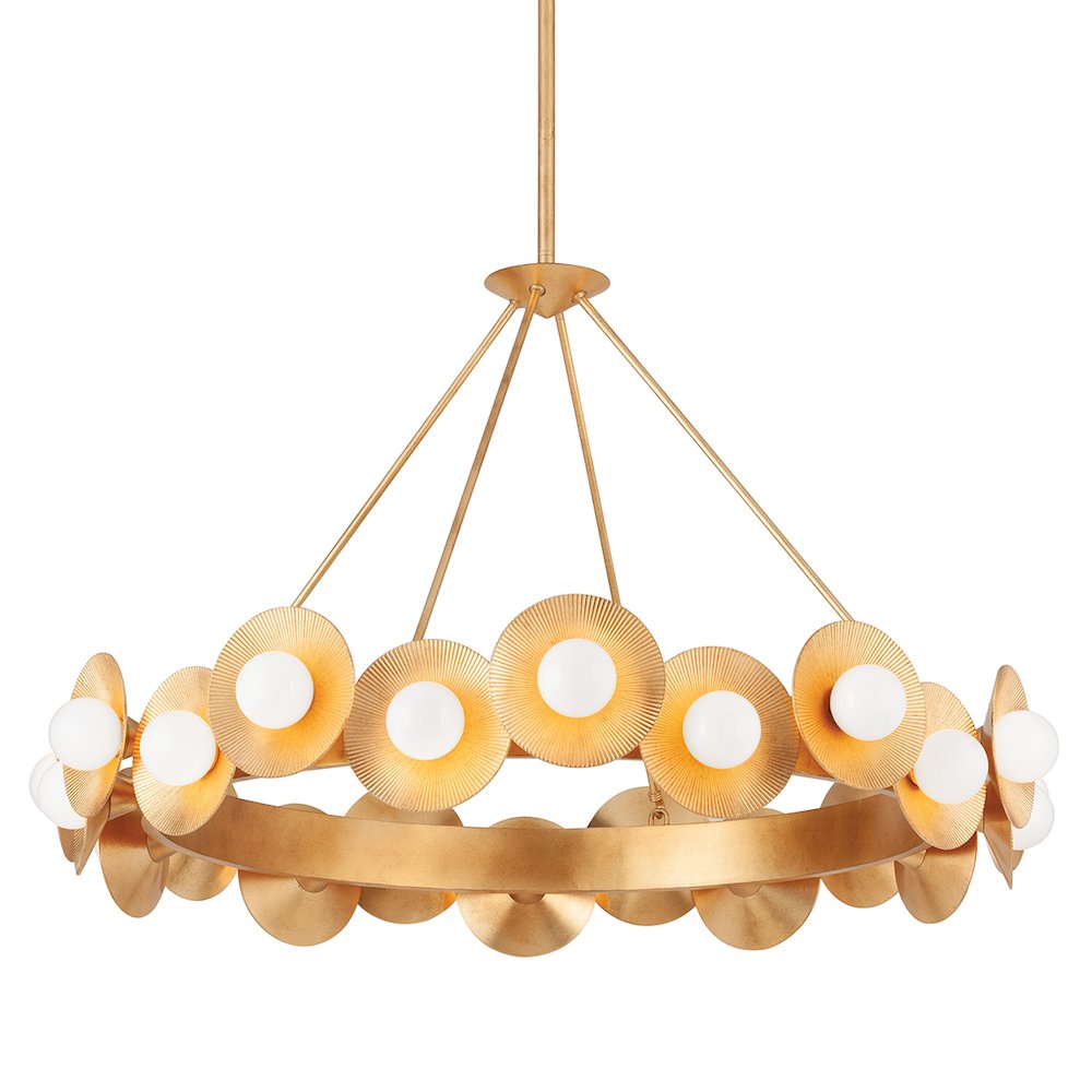 Emerald Chandelier, Vintage Gold Leaf. Picture 1