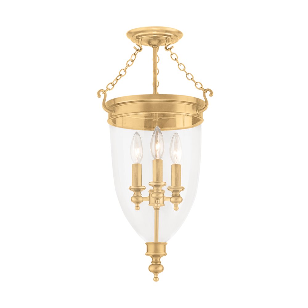 Hanover Semi Flush, Aged Brass. Picture 1