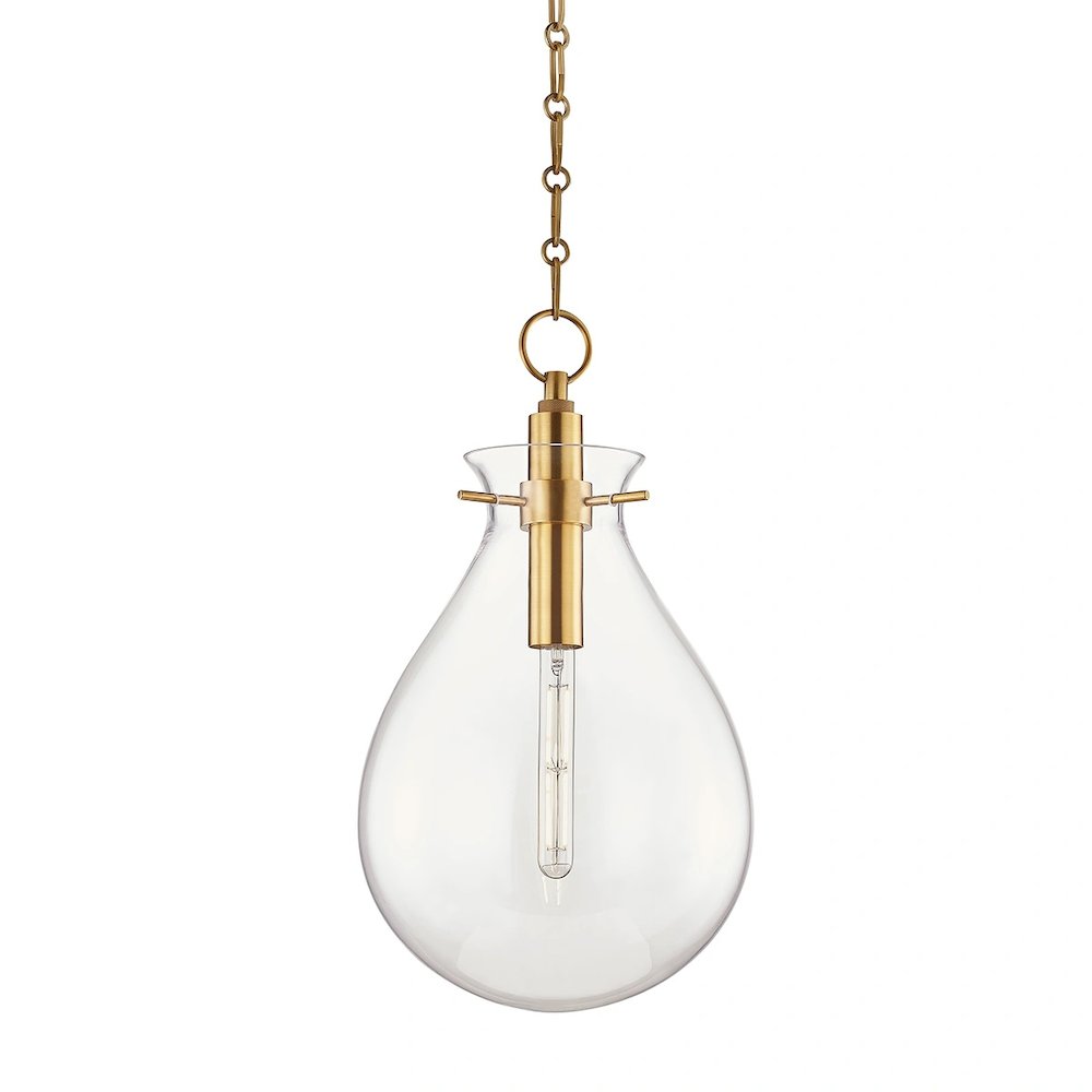 Ivy Pendant H 22.75" In Aged Brass Color. Picture 1