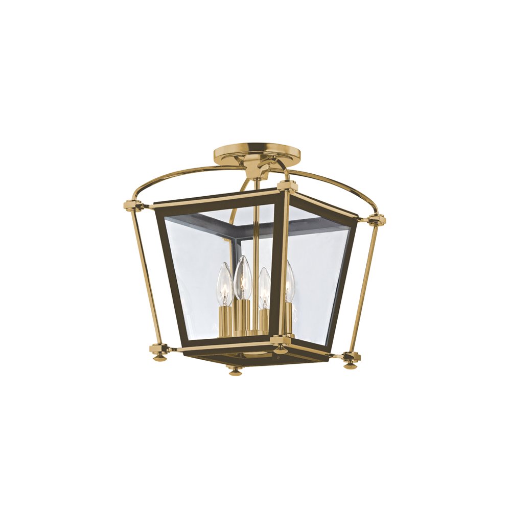 Hollis Semi Flush, Aged Brass. Picture 1