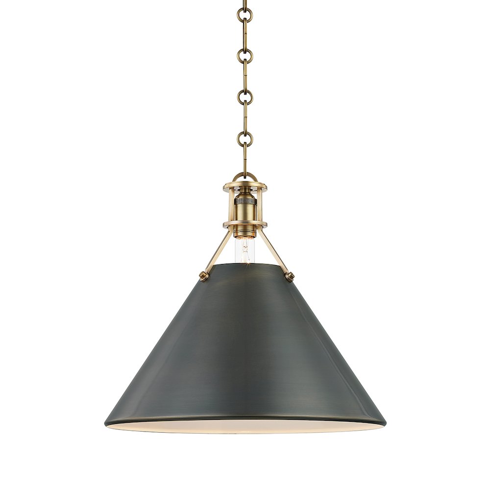 Metal No. 2 Pendant, Aged Brass, Distressed Bronze. Picture 1