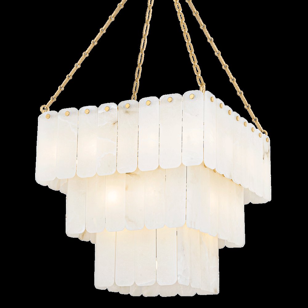 Moissanite Chandelier, Aged Brass. Picture 1