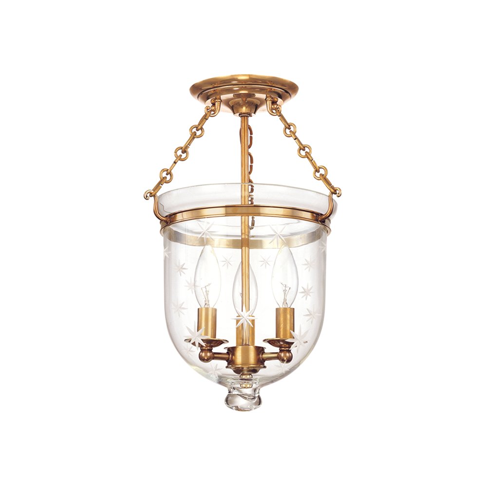 Hampton Semi Flush, Aged Brass. Picture 1