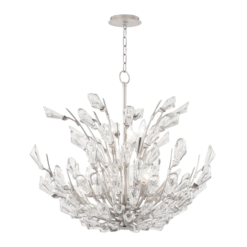 Tulip Chandelier, Silver Leaf. Picture 1