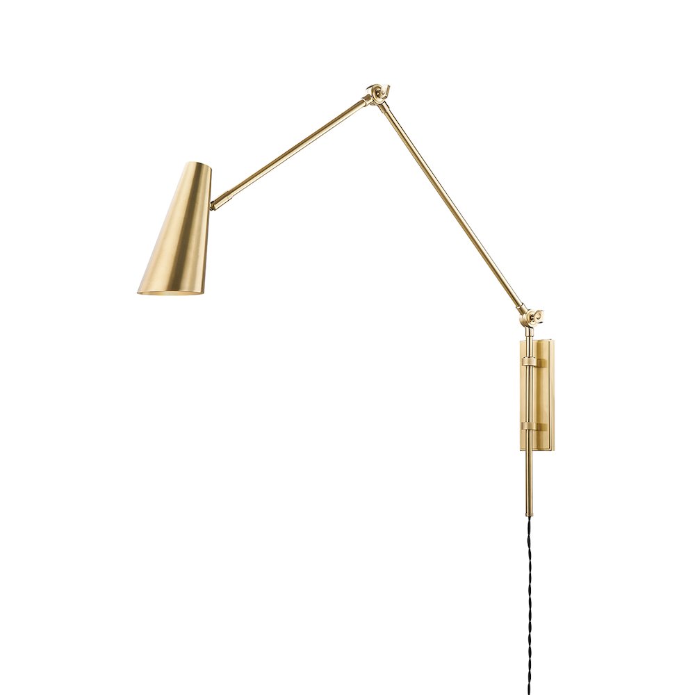 Lorne Plug-In Sconce, Aged Brass. Picture 1