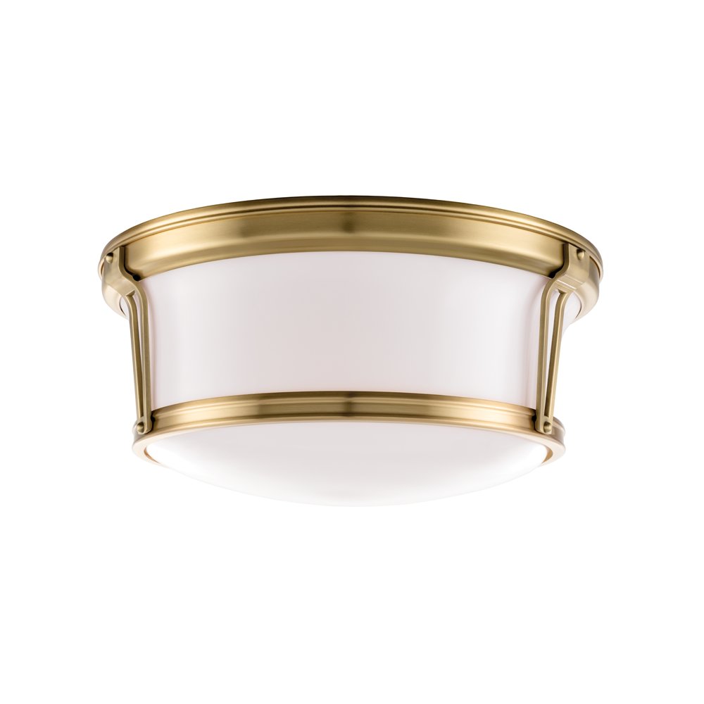 Newport Flush Mount, Aged Brass. Picture 1