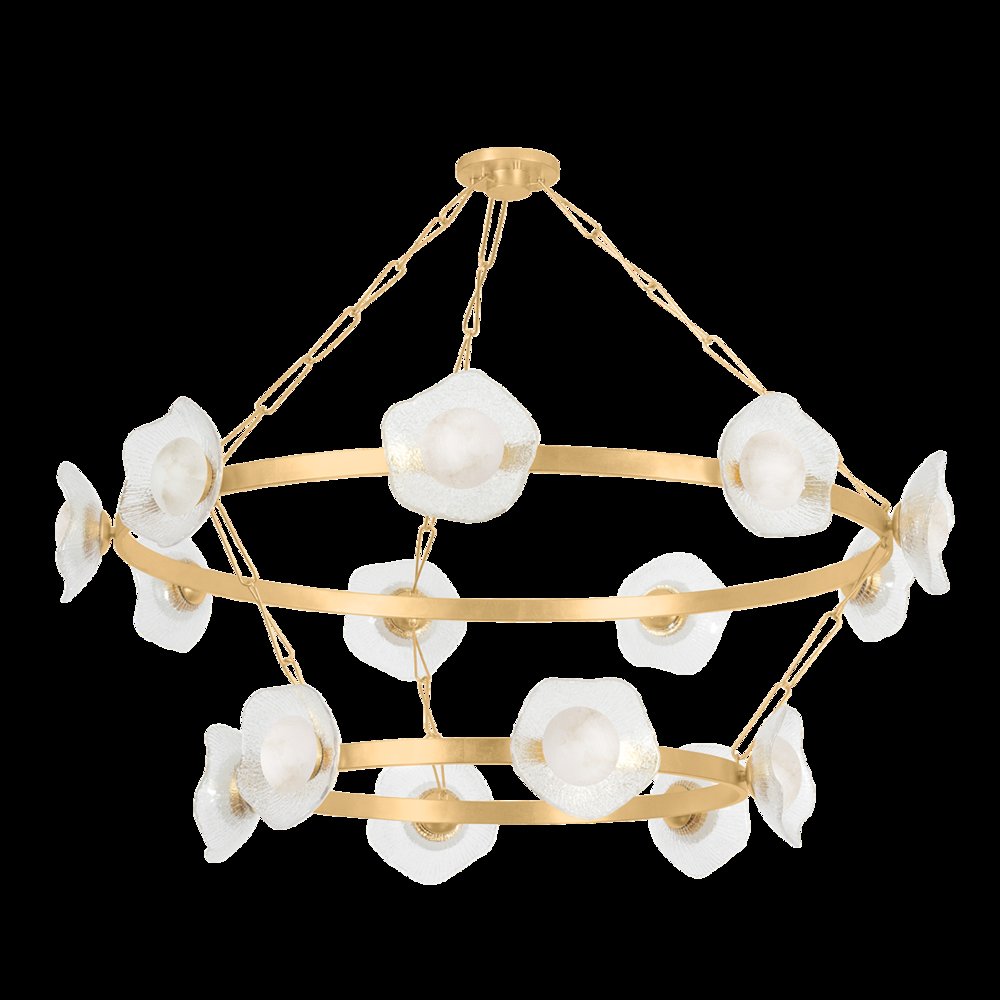 Almandine Chandelier, Vintage Gold Leaf. Picture 1