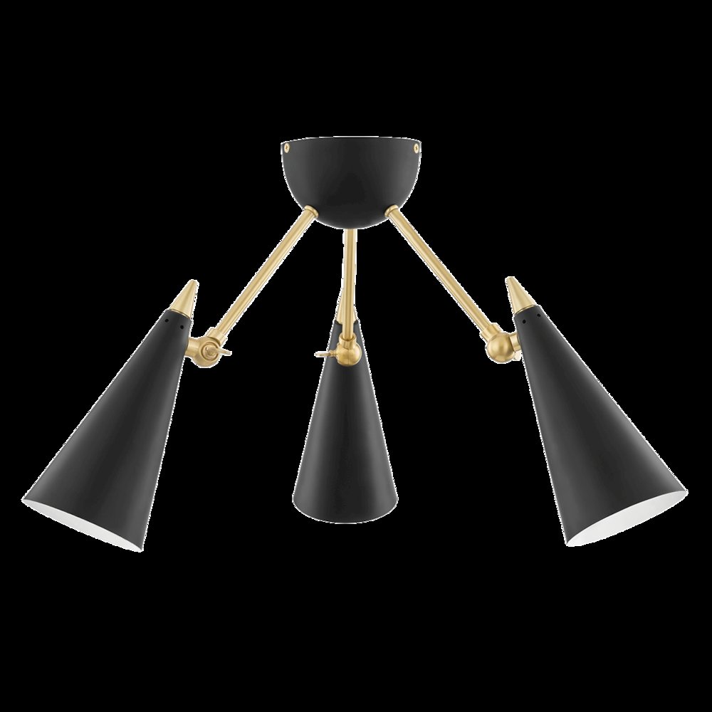 Moxie Semi Flush, Aged Brass. Picture 1