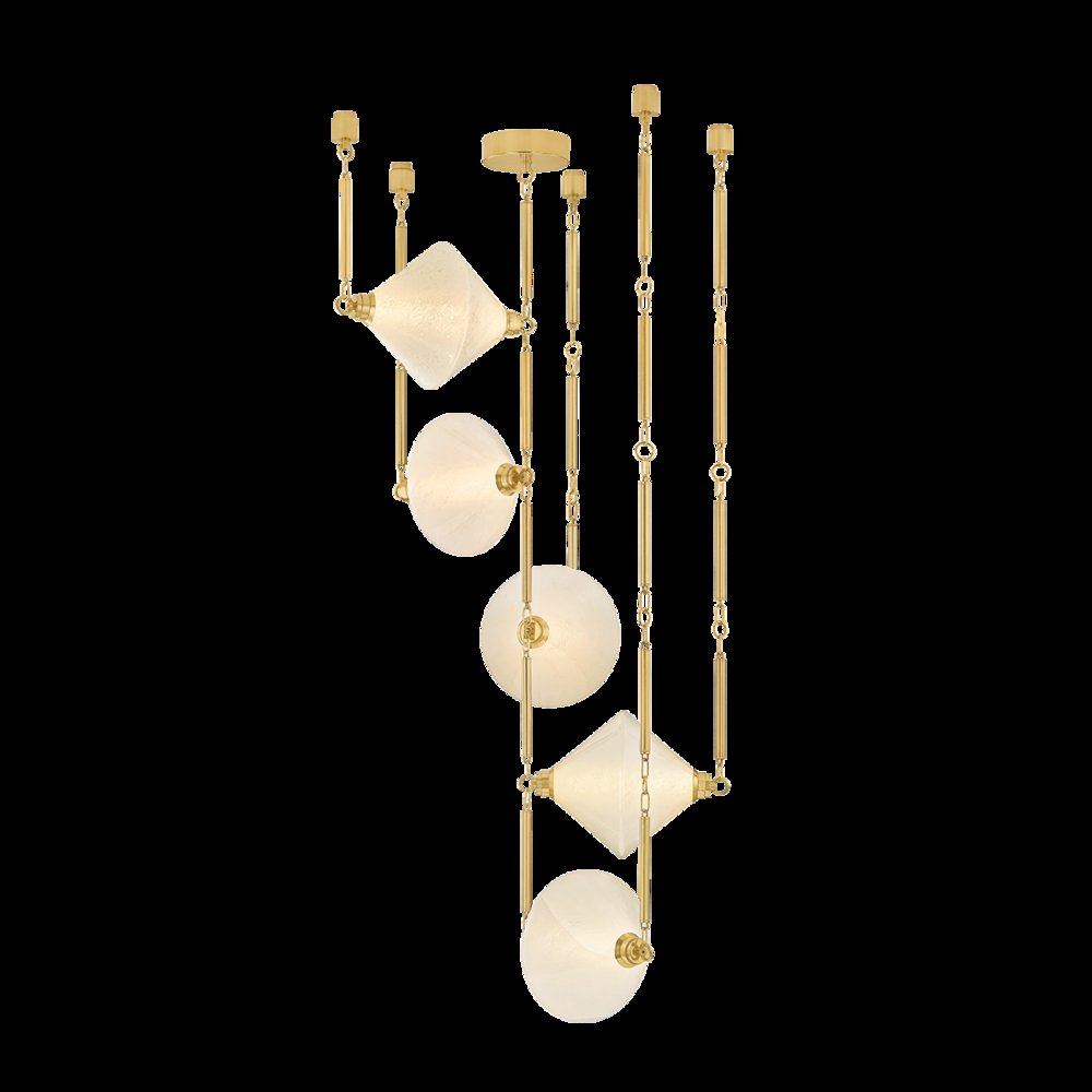 Solara Chandelier, Vintage Polished Brass. Picture 1