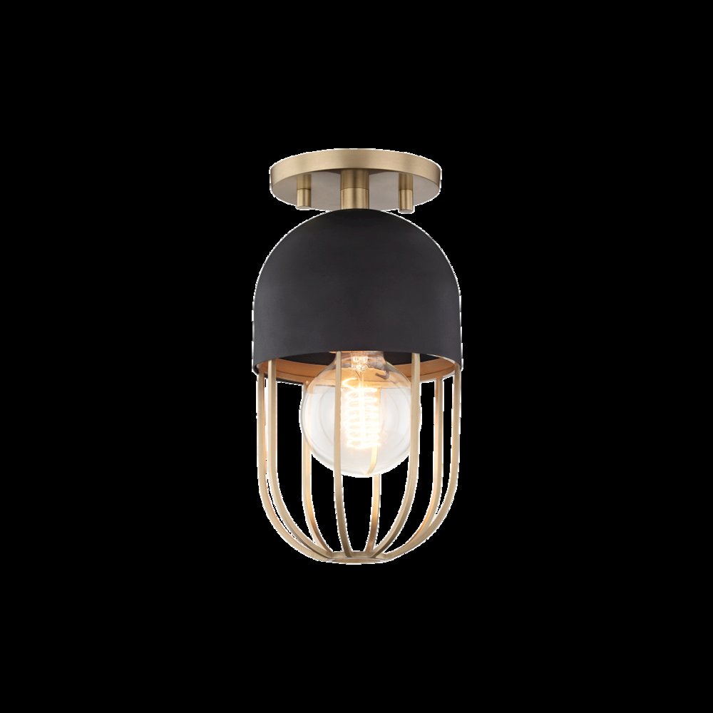 Haley Semi Flush, Aged Brass. Picture 1