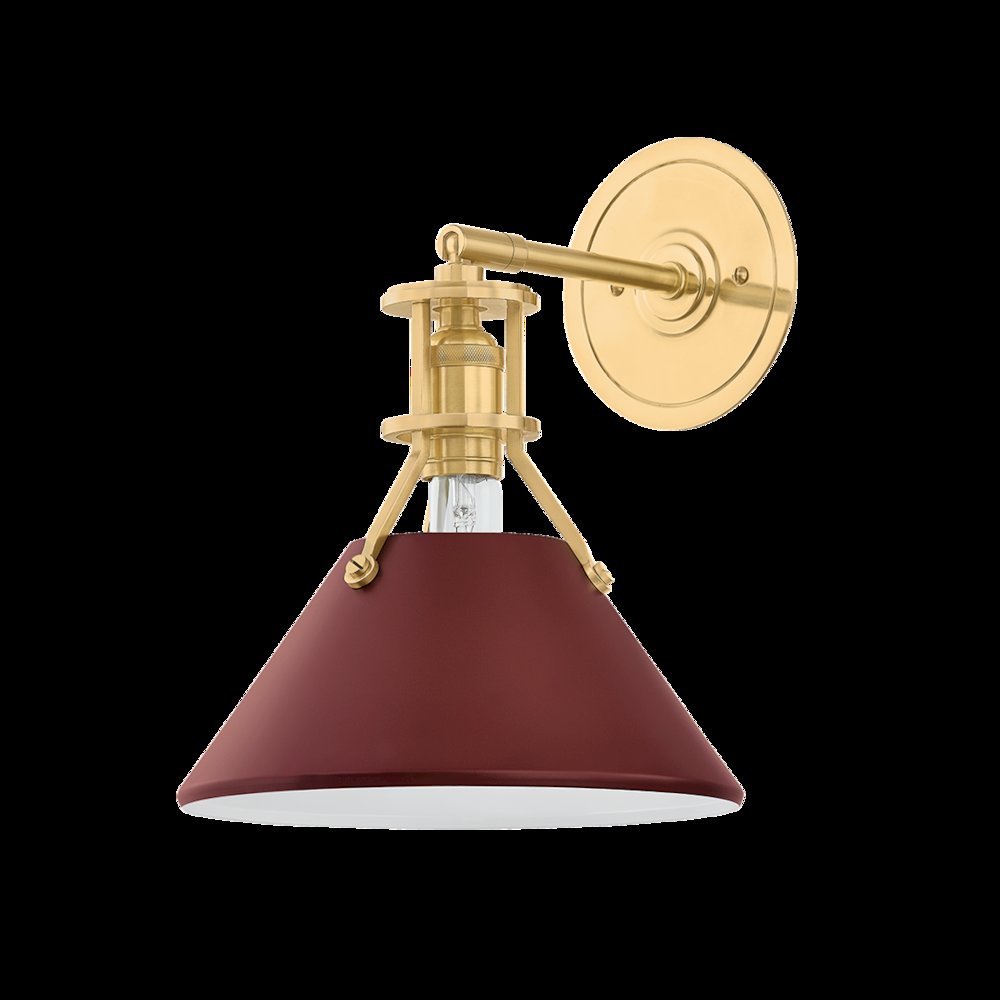 Painted No. 2 Wall Sconce, Aged Brass. Picture 1