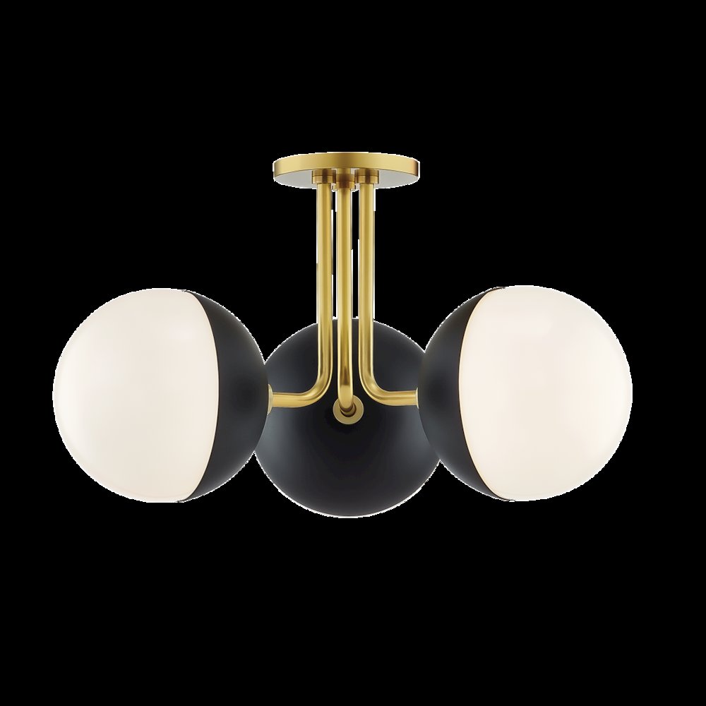 Renee Semi Flush, Aged Brass. Picture 1