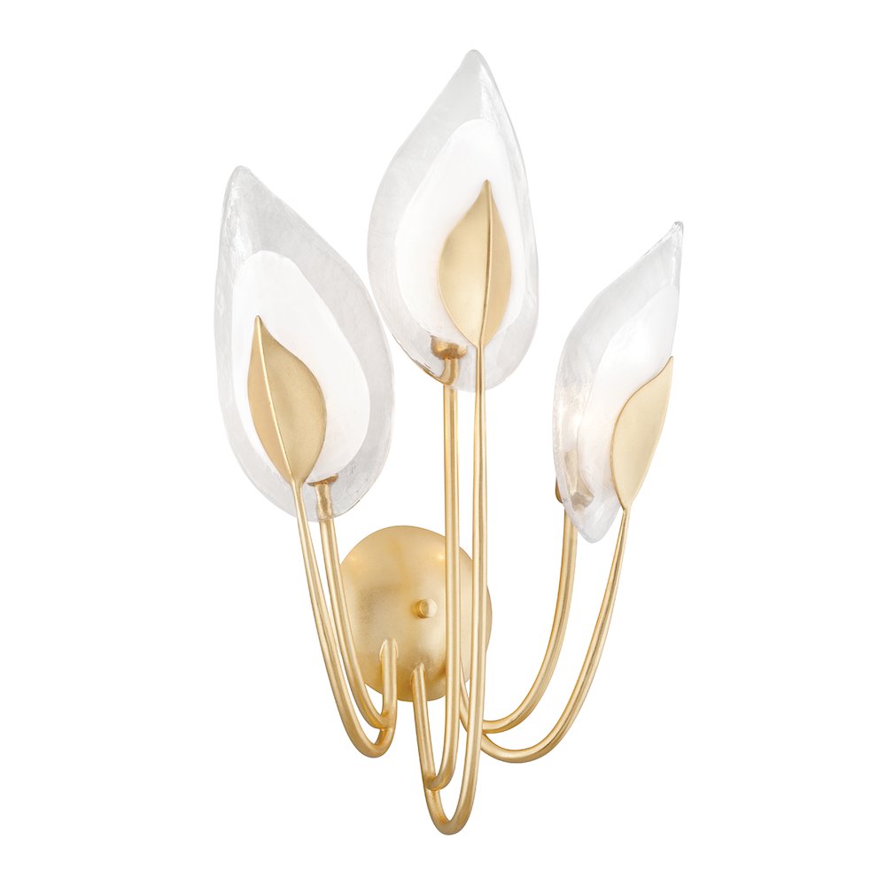 Blossom Wall Sconce, Gold Leaf. Picture 1