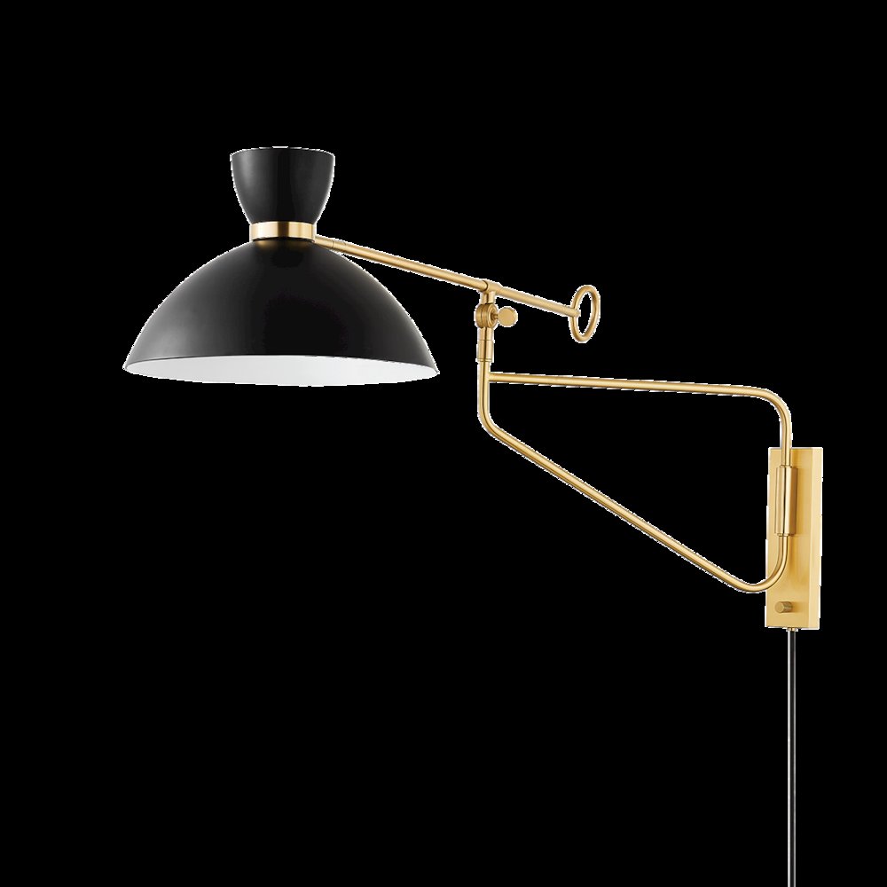 Cranbrook Plug-In Sconce, Aged Brass. Picture 1