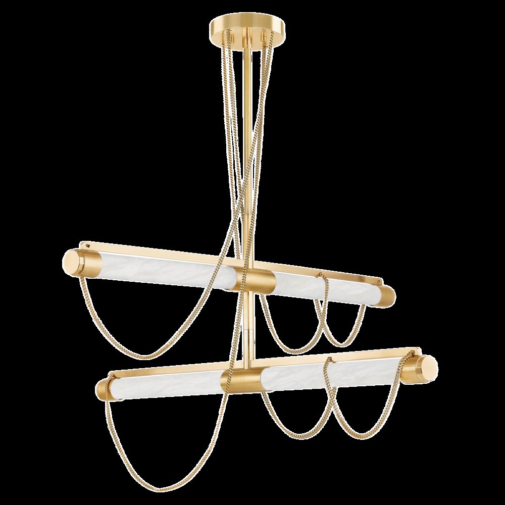 Lariat Chandelier, Vintage Brass. Picture 1