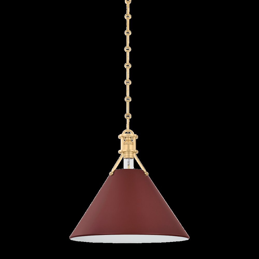 Painted No. 2 Pendant, Aged Brass. Picture 1