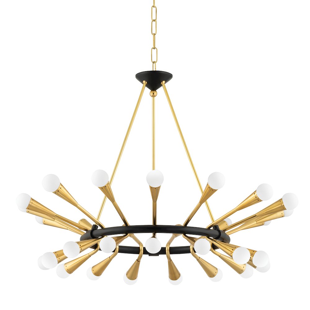 Aries Chandelier, Vintage Polished Brass. Picture 1