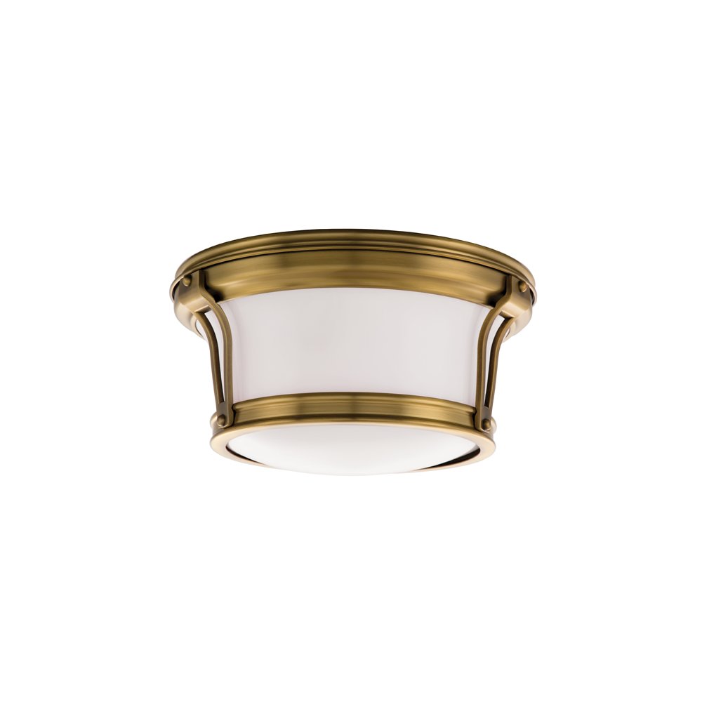 Newport Flush Mount, Aged Brass. Picture 1